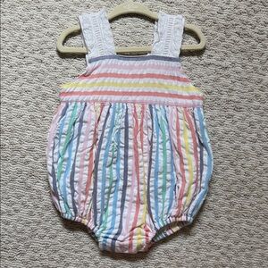 The Beaufort Bonnet Company Multicolor Seersucker Baby Bubble/Romper